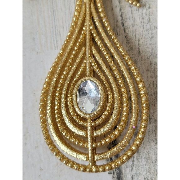 Abstract golden glitter teardrop bow ornament Xmas decor - Picture 4 of 6